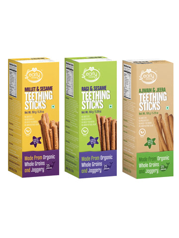 Early Foods - Whole Wheat, Ragi & Millets Teething Sticks (Pack of 3)