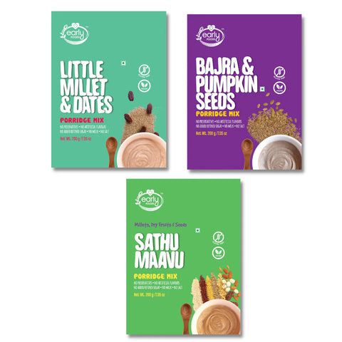 Early Foods - Combo of Porridges (Sathu Mavvu, Little Millet and Bajra)