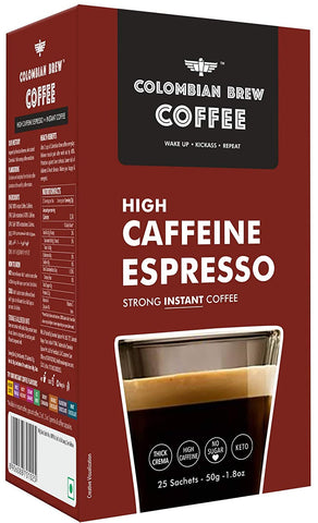 Colombian Brew - High Caffeine Espresso Instant Coffee Powder, Strong - 50 GM