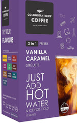 Colombian Brew - Vanilla Caramel Café Latte, Instant Coffee Powder Premix (3 in 1) - 200 GM