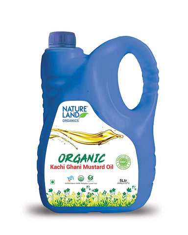 Natureland Organics Kachhi Ghani Pure Mustard Oil 5 LTR - Cold Pressed