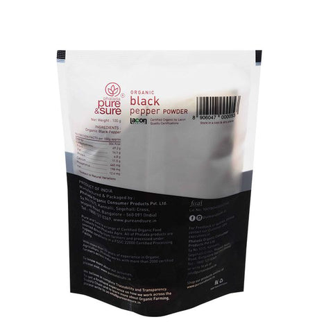 Pure and Sure - Organic Black Pepper Powder - 100 GM