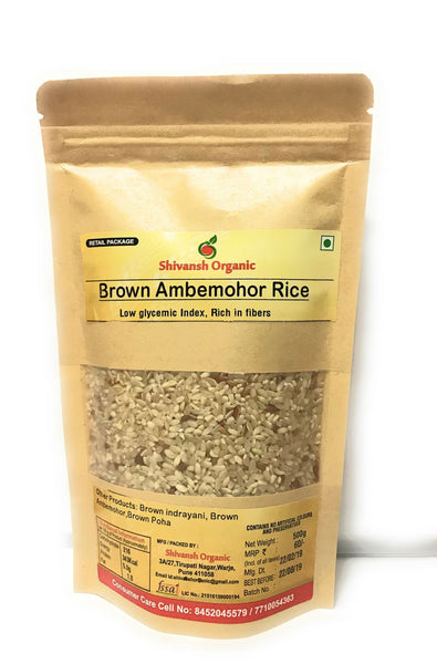 Shivansh - Organic Brown Ambemohar Rice - 500 GM