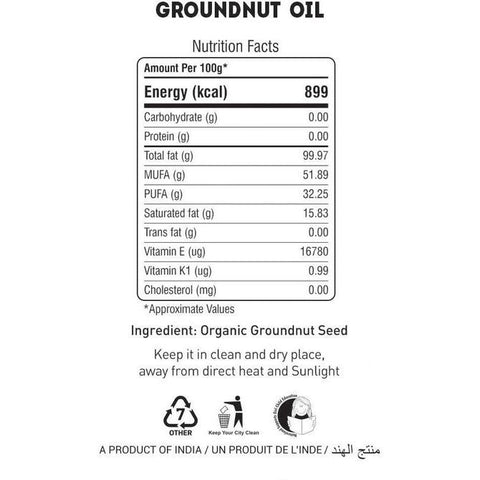 Natureland - Groundnut Oil | Cold Pressed, Kolhu, Kachi Ghani - 1 LTR