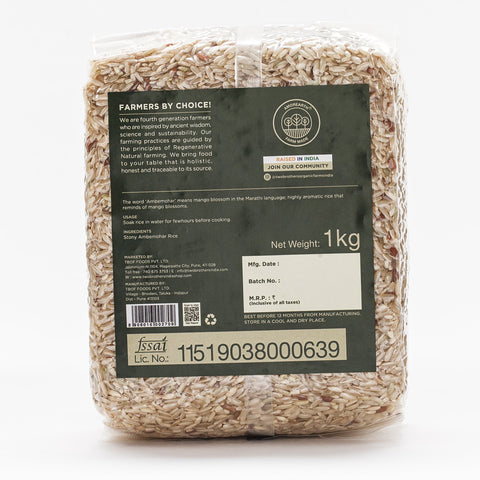 Two Brothers Organic Farms - Stony Ambemohar Rice | Gluten Free, 1 KG